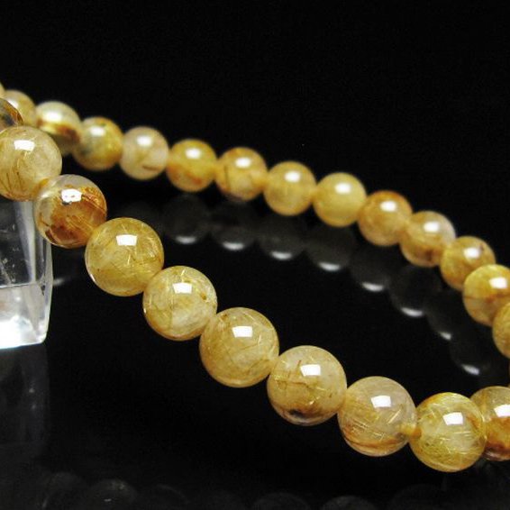 ゴールドタイチンルチル ブレスレット 7mm [t116-12964]