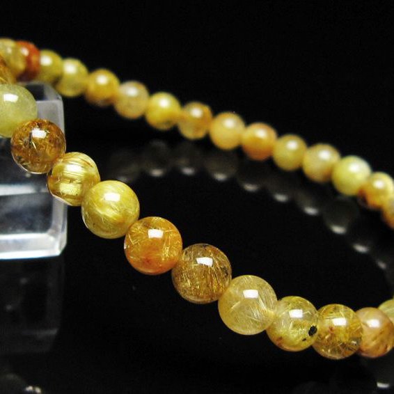 ゴールドタイチンルチル ブレスレット 6mm [t116-13026]