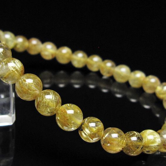 ゴールドタイチンルチル ブレスレット 6mm [t116-13079]