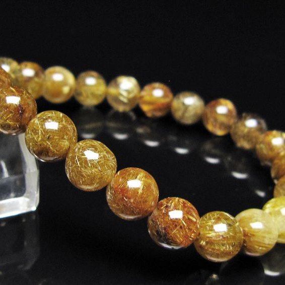 ゴールドタイチンルチル ブレスレット 8mm [t116-13089]