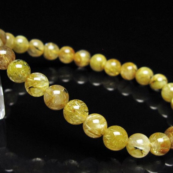 ゴールドタイチンルチル ブレスレット 7mm [t116-13094]