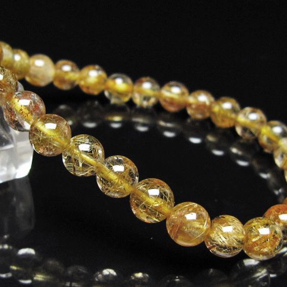 ゴールドタイチンルチル ブレスレット 7mm [t116-13139]