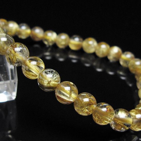 ゴールドタイチンルチル ブレスレット 6mm [t116-13143]