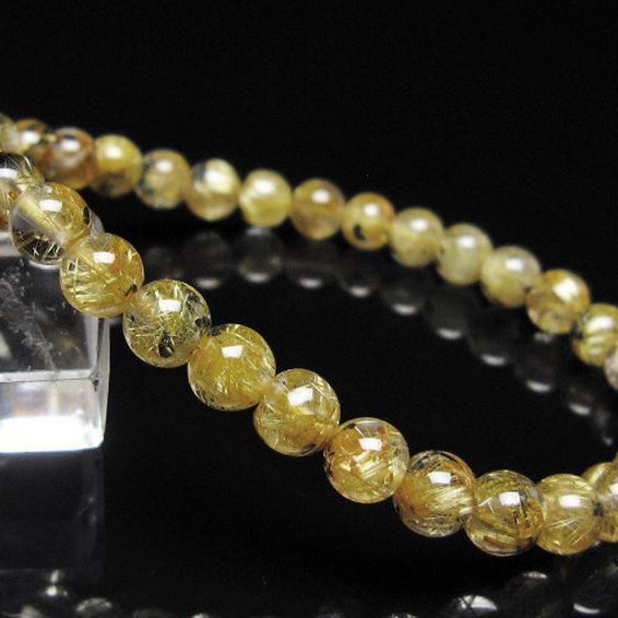 ゴールドタイチンルチル ブレスレット 6mm [t116-13145]