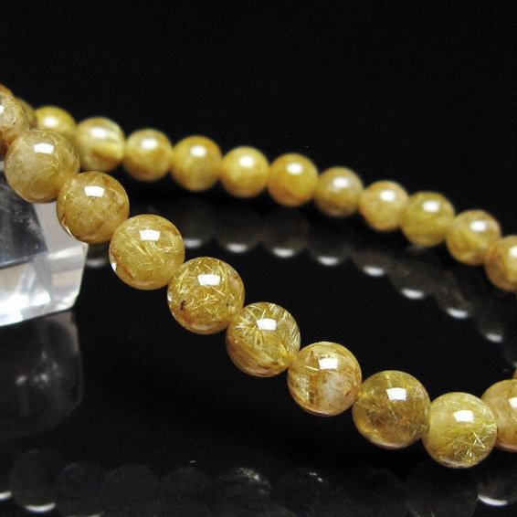 ゴールドタイチンルチル ブレスレット 7mm [t116-13153]