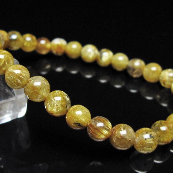 ゴールドタイチンルチル ブレスレット 7mm [t116-13155]