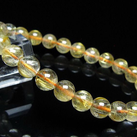 ゴールドタイチンルチル ブレスレット 7mm [t116-13220]