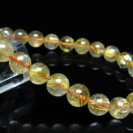 ゴールドタイチンルチル ブレスレット 8mm [t116-13226]