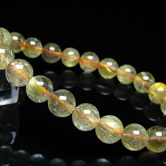 ゴールドタイチンルチル ブレスレット 8mm [t116-13227]