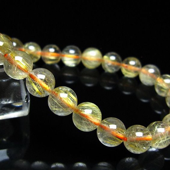 ゴールドタイチンルチル ブレスレット 8mm [t116-13229]