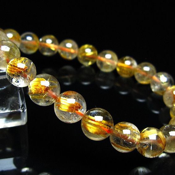 ゴールドタイチンルチル ブレスレット 8mm [t116-13258]