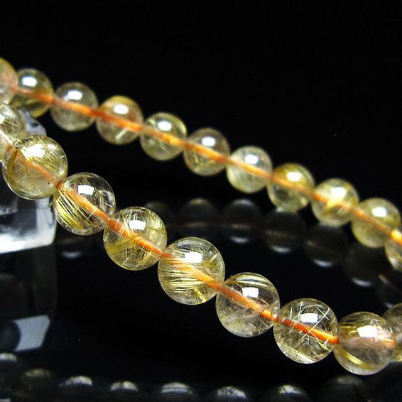ゴールドタイチンルチル ブレスレット 8mm [t116-13309]