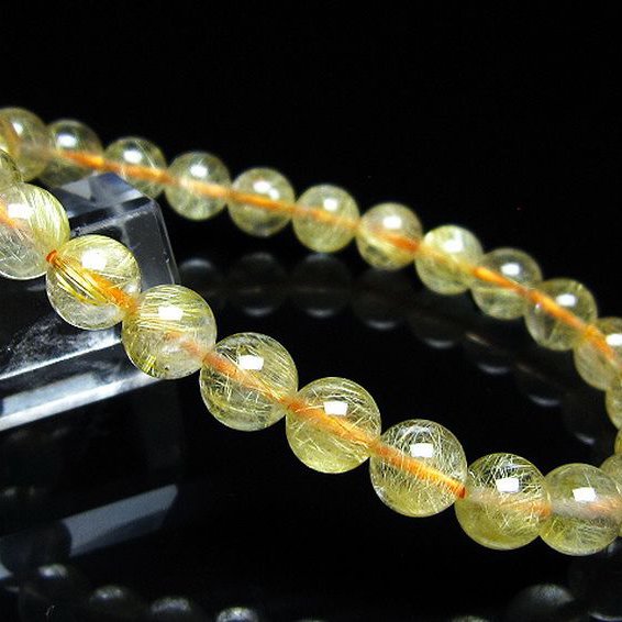 ゴールドタイチンルチル ブレスレット 7mm [t116-13317]