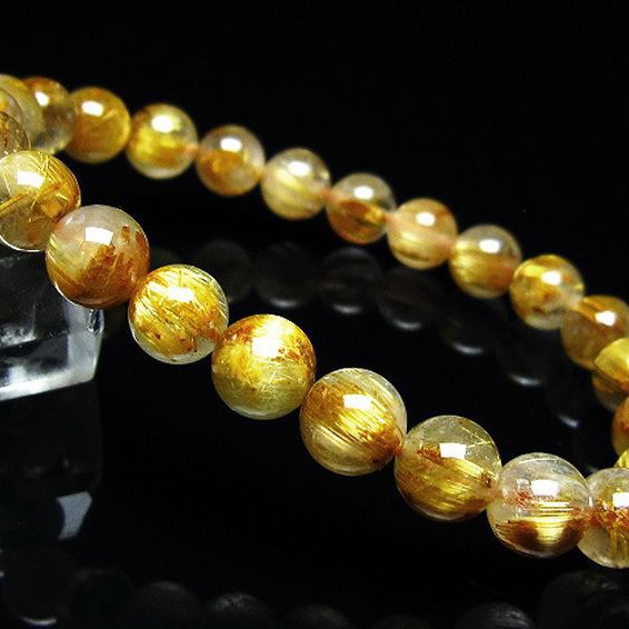 ゴールドタイチンルチル ブレスレット 8mm [t116-13351]