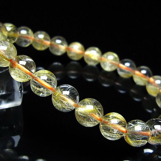 ゴールドタイチンルチル ブレスレット 8mm [t116-13368]