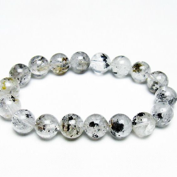 ブラックエレスチャルクォーツ 骸骨水晶 ブレスレット 11mm [T124-5292]