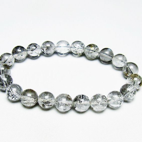 ブラックエレスチャルクォーツ 骸骨水晶 ブレスレット 10mm [T124-5307]