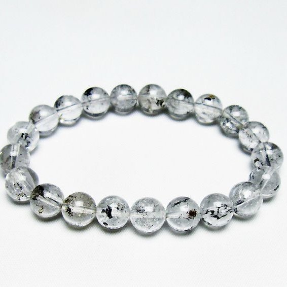 ブラックエレスチャルクォーツ 骸骨水晶 ブレスレット 9mm [T124-5308]