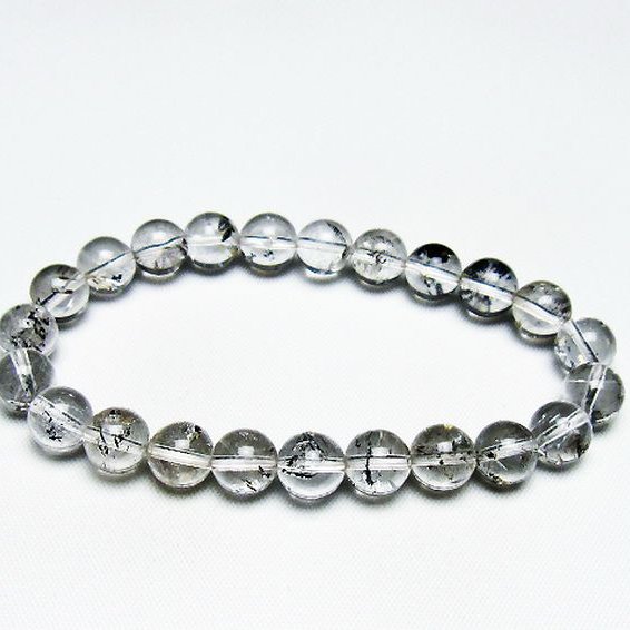 ブラックエレスチャルクォーツ 骸骨水晶 ブレスレット 8mm [T124-5339]