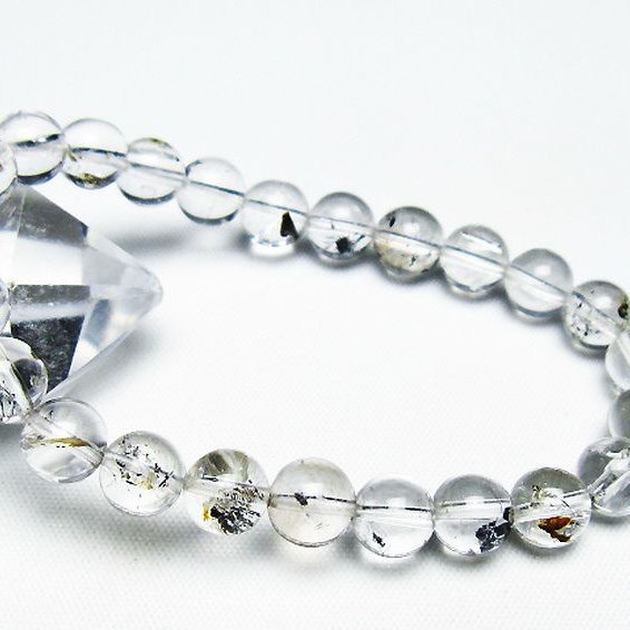 ブラックエレスチャルクォーツ 骸骨水晶 ブレスレット 8mm [T124-5341]