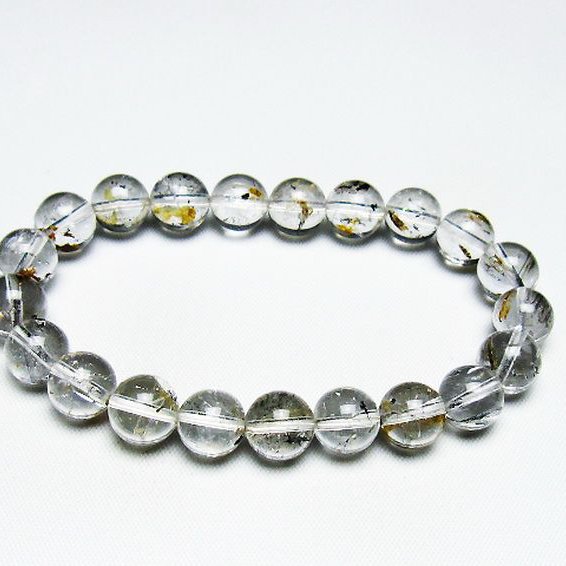 ブラックエレスチャルクォーツ 骸骨水晶 ブレスレット 9mm [T124-5345]