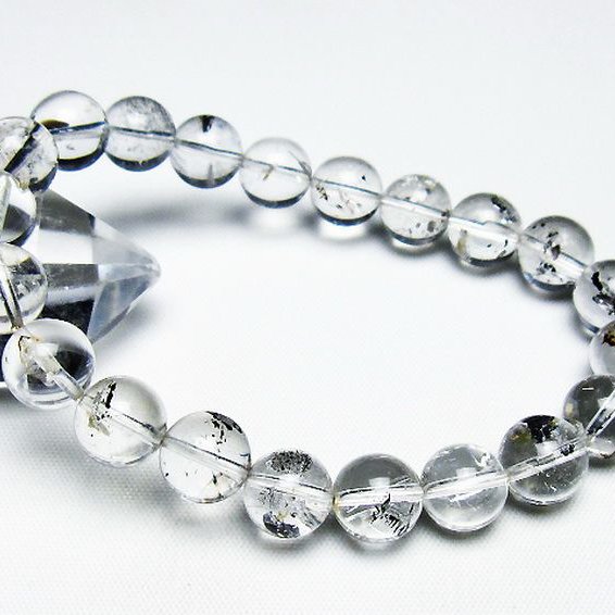 ブラックエレスチャルクォーツ 骸骨水晶 ブレスレット 10mm [T124-5350]