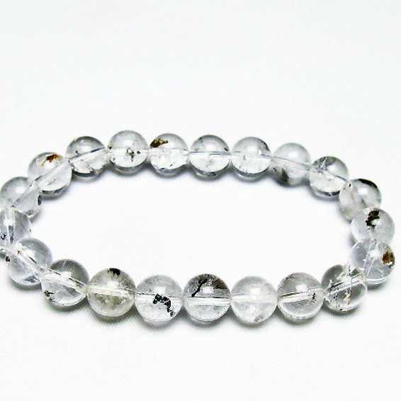 ブラックエレスチャルクォーツ 骸骨水晶 ブレスレット 10mm [T124-5351]