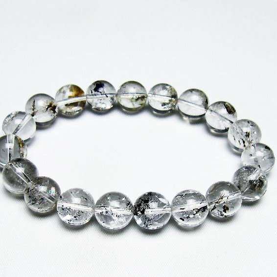 ブラックエレスチャルクォーツ 骸骨水晶 ブレスレット 11mm [T124-5357]