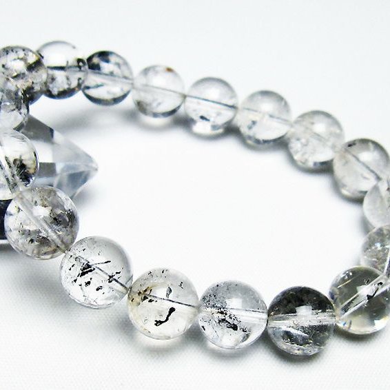 ブラックエレスチャルクォーツ 骸骨水晶 ブレスレット 11mm [T124-5358]