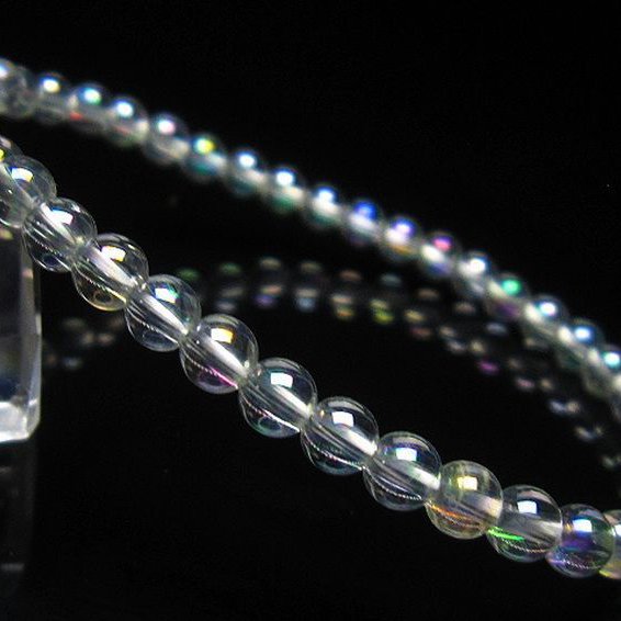 レインボーオーラ水晶 ブレスレット 4mm [T125-6379]