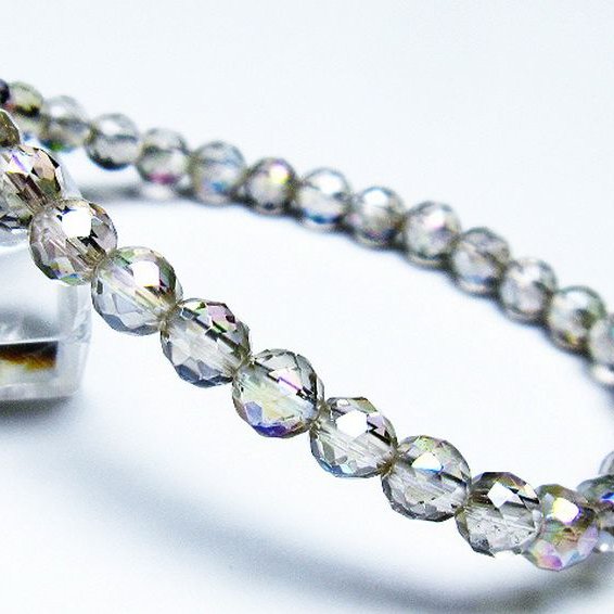 レインボーオーラ 64面カット ブレスレット 6mm [T125-6415]