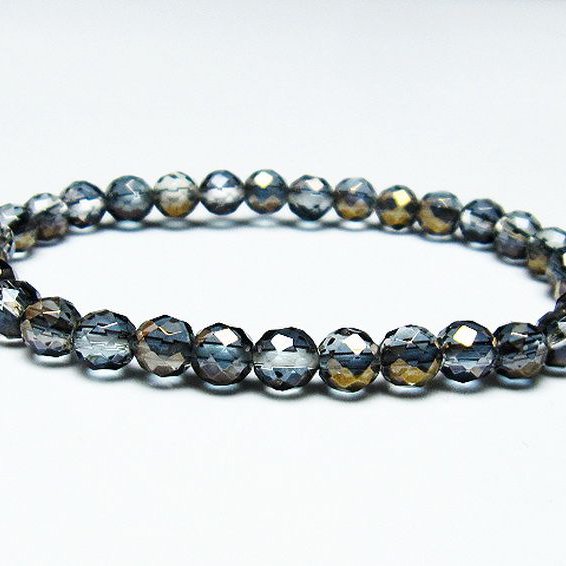 レインボーオーラ 64面カット ブレスレット 6mm [T125-6422]