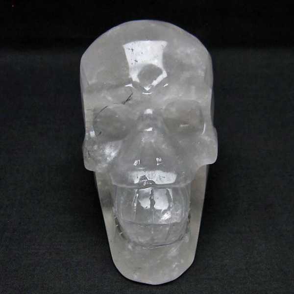 ブラックトルマリンルチル ドクロ 置物 クリスタルスカル[T130-1736]