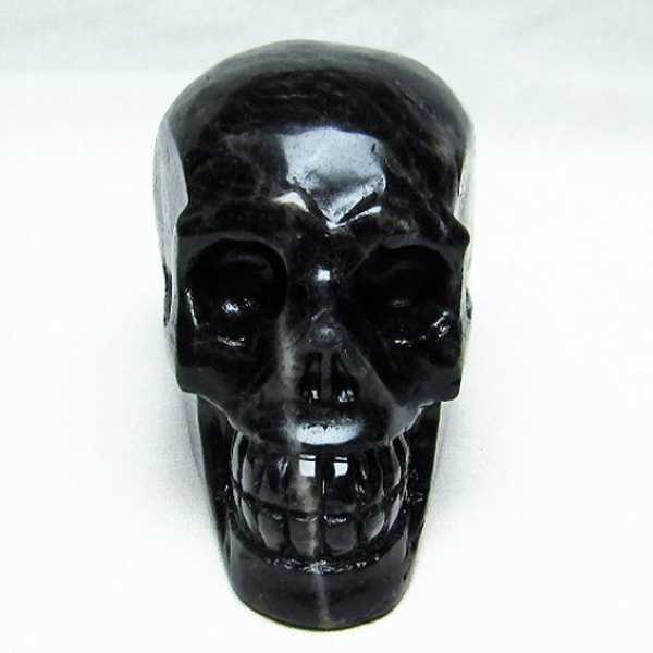 モリオン 純天然 黒水晶 ドクロ 置物[T130-1966]