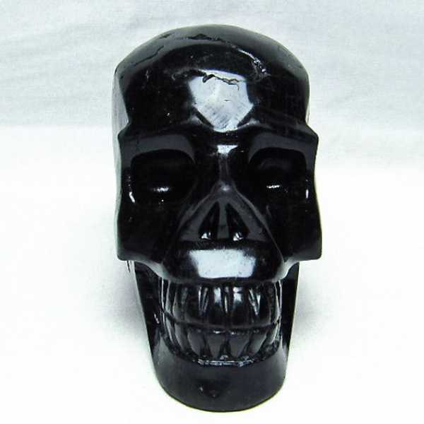 1.9Kg モリオン 純天然 黒水晶 ドクロ 置物[T130-1977]