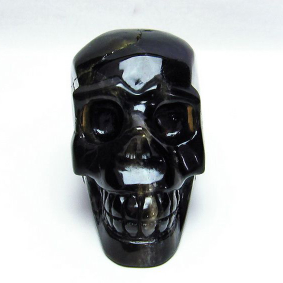 モリオン 純天然 黒水晶 ドクロ 置物[T130-2000]