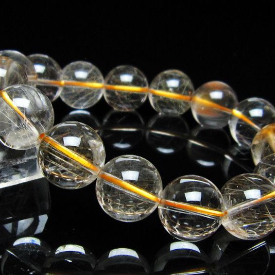 金針ルチル水晶 ブレスレット 15mm [t132-15943]