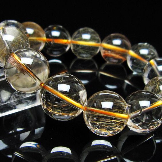 金針ルチル水晶 ブレスレット 16mm [t132-15946]