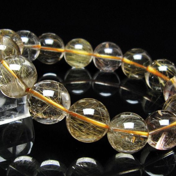金針ルチル水晶 ブレスレット 14mm [t132-16039]