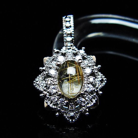 ファイナルグレード金針ルチル水晶 ペンダント [T134-4313]