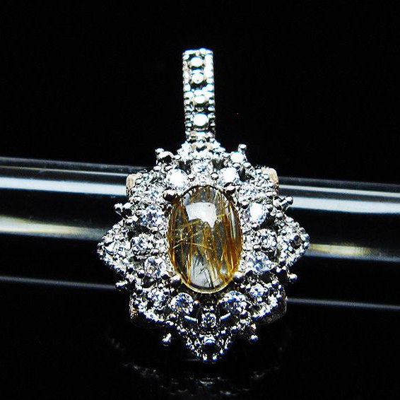 ファイナルグレード金針ルチル水晶 ペンダント [T134-4362]