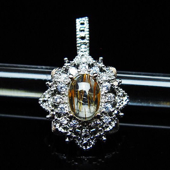 ファイナルグレード金針ルチル水晶 ペンダント [t134-4366]