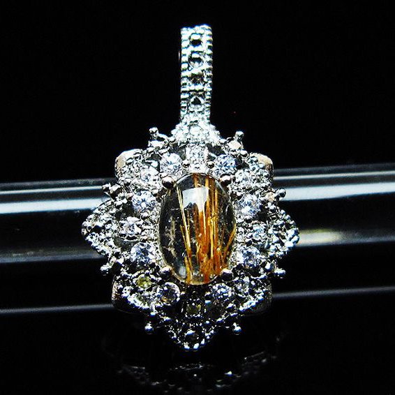 ファイナルグレード金針ルチル水晶 ペンダント [t134-4375]