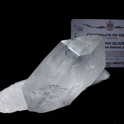 レムリアンシード水晶 ダブルポイント 原石 ミナスジェライス州コリント産 ※証明書付き[T143-2040]