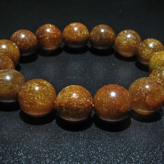 金針ルチル水晶 ブレスレット 15mm [T15-10274]