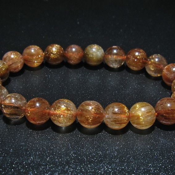 ファイナルグレード金針ルチル水晶 ブレスレット 9mm [T15-10396]