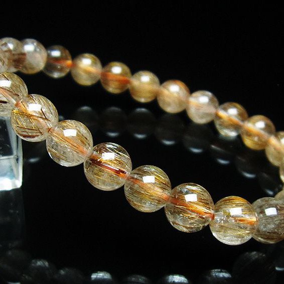 ファイナルグレード金針ルチル水晶 ブレスレット 8mm [T15-10848]