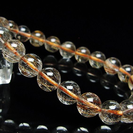 ファイナルグレード金針ルチル水晶 ブレスレット 8mm [t15-10932]
