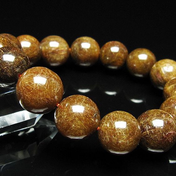 金針ルチル水晶 ブレスレット 15mm [t15-11334]