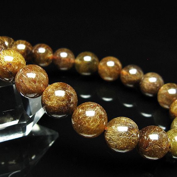 金針ルチル水晶 ブレスレット 10mm [t15-11355]